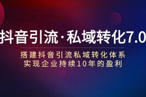 抖音引流·私域转化7.0：搭建抖音引流·私域转化体系 实现企业持续10年盈利