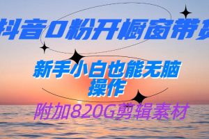 抖音0粉开橱窗带货，日入500+，新手小白也能无脑操作【附加820G剪辑资料】