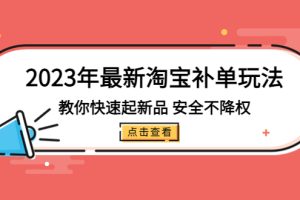 2023年最新淘宝补单玩法，教你快速起·新品，安全·不降权（18课时）