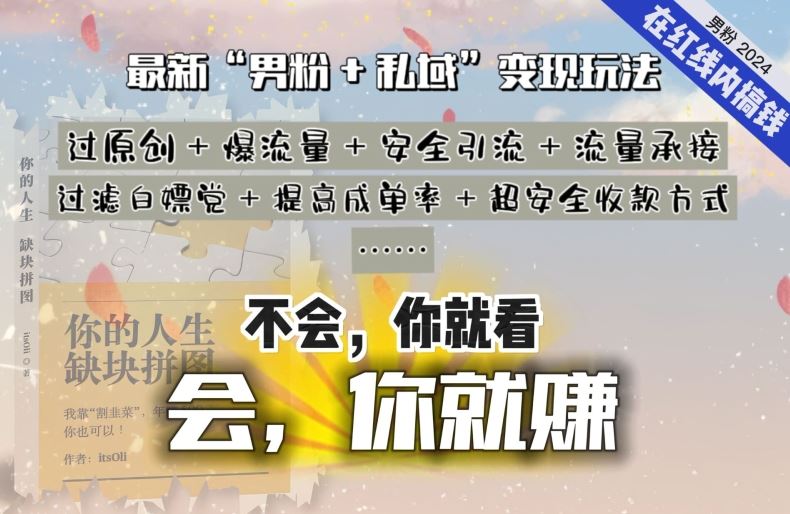 2024，“男粉+私域”还是最耐造、最赚、最轻松、最愉快的变现方式【揭秘】